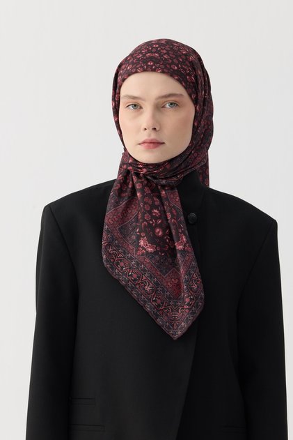 Winter Bloom Soft Scarf 1244 Red Burgundy