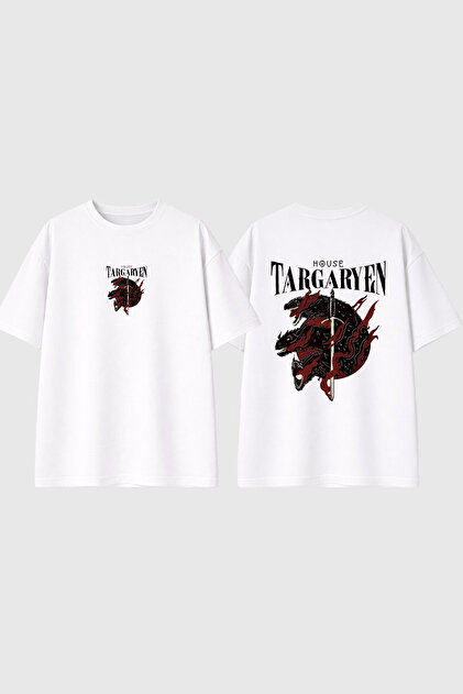 House Targaryen Design Printed White Oversize T-Shirt