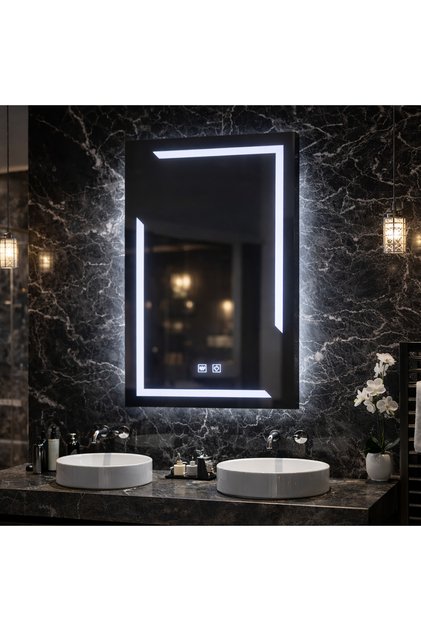 Ορθογώνιος καθρέφτης LED, 45x60cm, ECLISSA Touch, Σύστημα αποθάμβωσης, Ρυθμιζόμενη ένταση, Ψυχρό φως 6000K