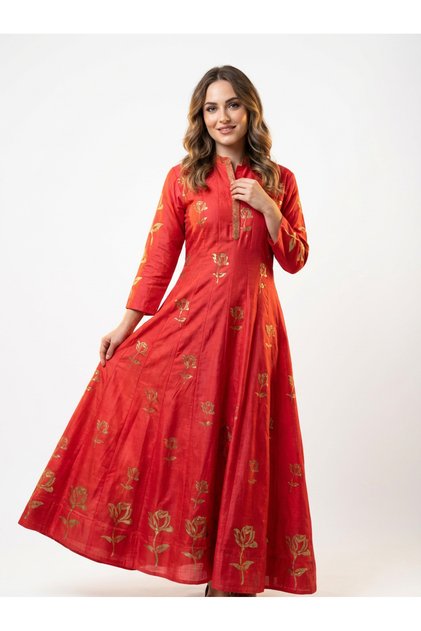 Rochie din bumbac pictat manual