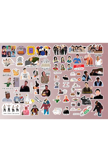 Friends Sticker Seti 60+ Adet | Laptop Telefon Kupa Ajanda İçin Çıkartma