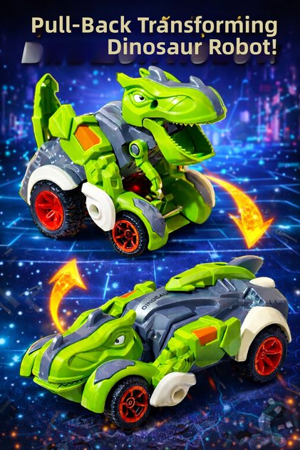 Trex Dinosaur Figure Car Friction Wheel Transformers Robot Dinosaur 15cm Green