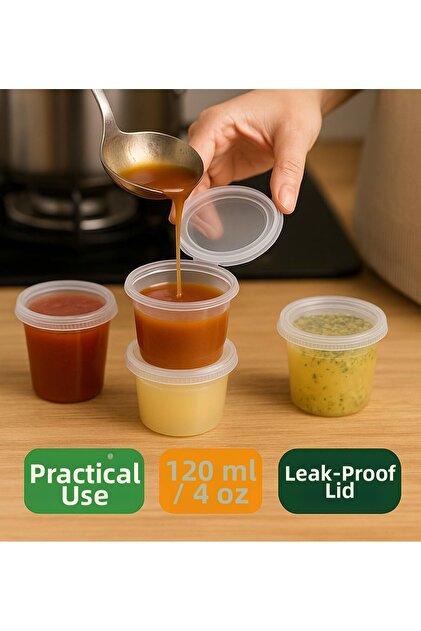 50 Pieces Leakproof 120ml Mini Storage Containers Sauce Cups Ice Cream Containers, Broth, Bone Broth, Sauce Containers