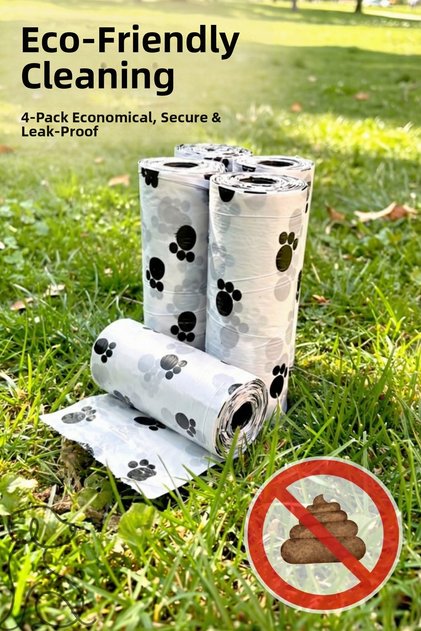 Leak-Proof Thick Cat and Dog Poop Collection Bag - 4 Rolls of Refills (56 Pieces)