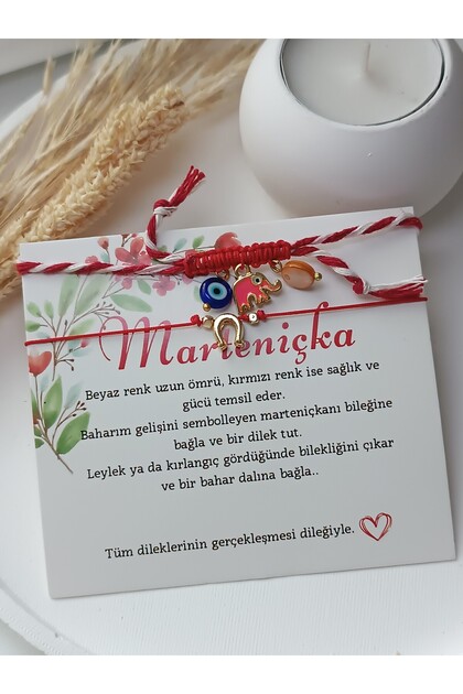 Women's Day Gift Marteniçka Luck Friendship Bracelet Fuchsia Elephant & Horse Luck Red String Bracelet