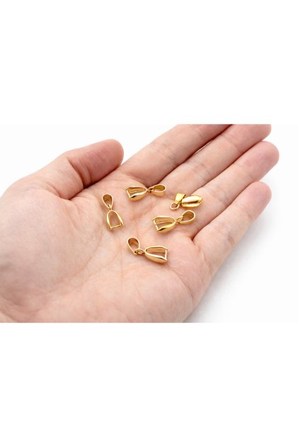 10 Adet - 20 Mm Kolye Ucu Mengeç, Kolye Ucu Aparatı, Kolye Ucu Askısı, Kolye Ucu, Gold Kaplama