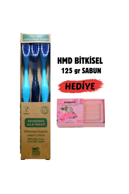 Hmd Sensitive Diş Fırçası Orta Sert X 3'lü 1 Paket 125 gr Hmd Sabun Hediye