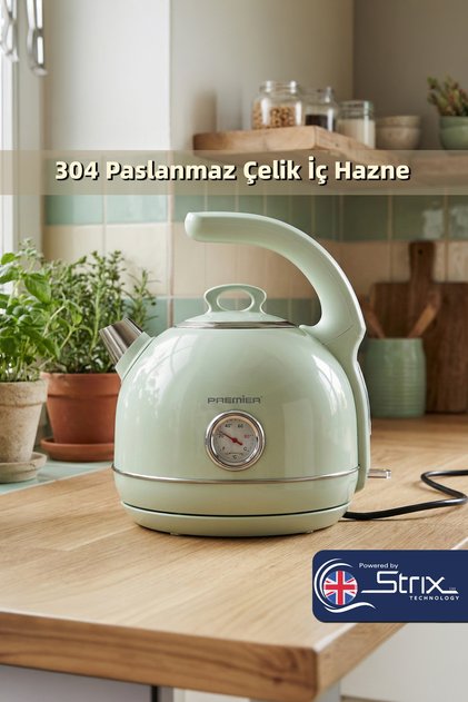PRK 1215C Retro Tasarımlı Analog Göstergeli Paslanmaz Çelik Hazneli Su Isıtıcısı Cool Touch Kettle