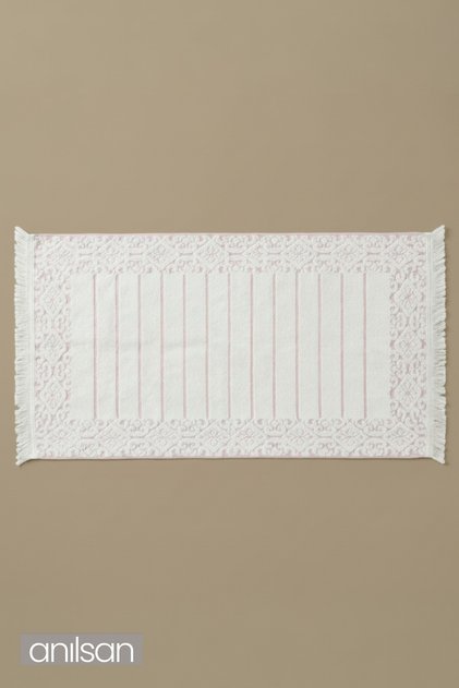 Aflora %100 Pamuk Ayak Havlusu - Beyaz - Mor 60x130, 690 Gr