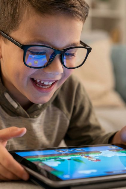 Children's Black Color Screen Glasses with Blue Light Filter Rh8107 C0101 - Flexible and Durable Frame