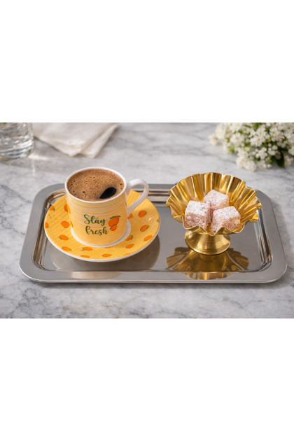 Shiny Silver/Gold Color 2-Piece Luxury Short Baton Tray 14X24 cm – Tea Coffee and Promise Engagement Tray