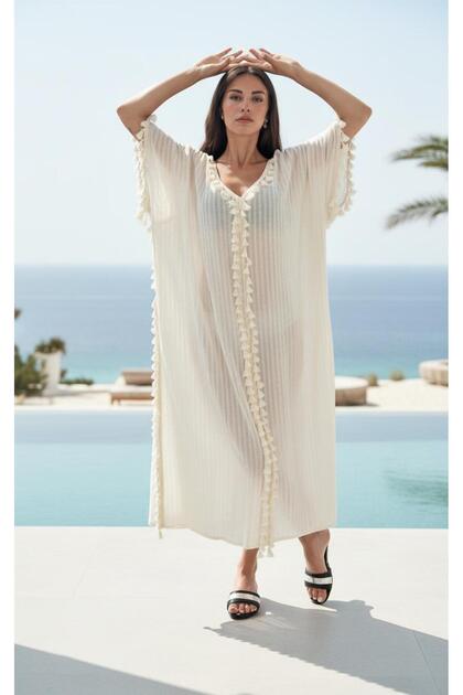 Atlas Caftan Shiled Cloth Cotton Tasseled Caftan