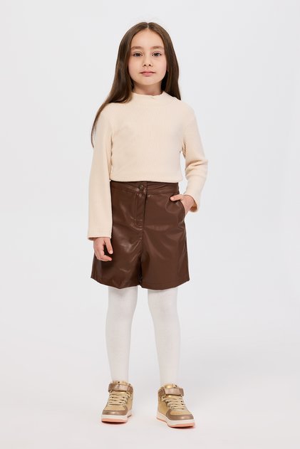 Kız Çocuk Deri Camel Şort