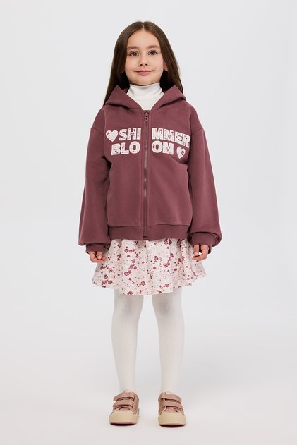 Girl's Zippered Burgundy Sweatshirt