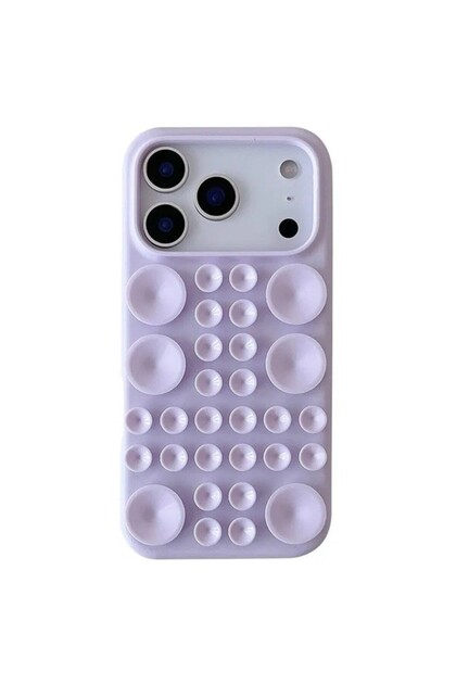 Husa cu Ventuze, Compatibila iPhone 17 Air, din Silicon, Interior Microfibra, Mov