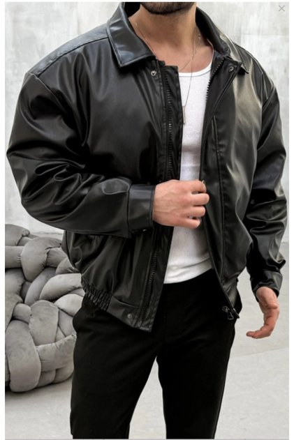 ERKEK Oversize Rahat Kesim KOL DETAYLI Bel Lastikli Deri Ceket