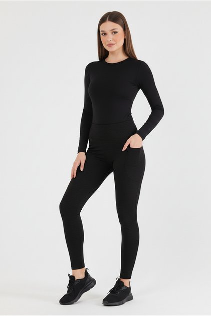 Joy High Waist Pocketed Slimming Women's Leggings Black