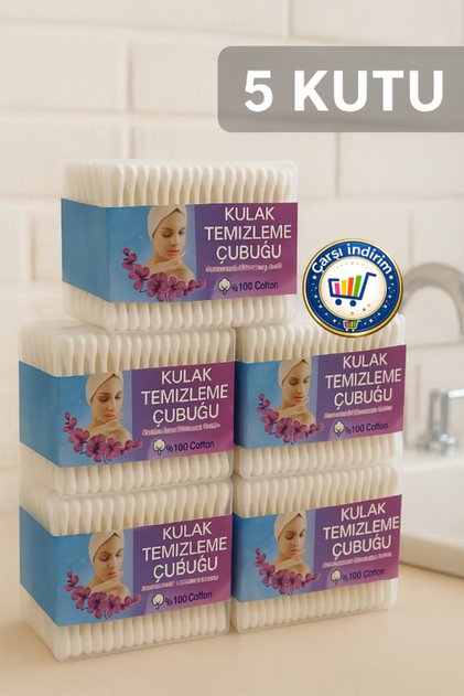 5 Kutu Kulak Çöpü Kulak Temizleme Çubuğu Pamuklu Ekonomik