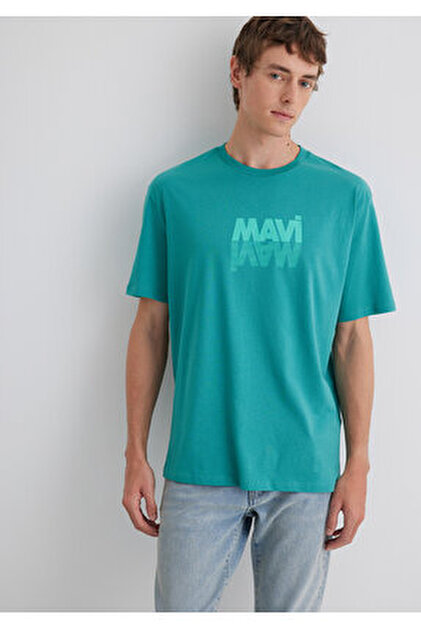Mavi Logo Baskılı Kırmızı Tişört Slim Fit / Dar Kesim 065781-34535