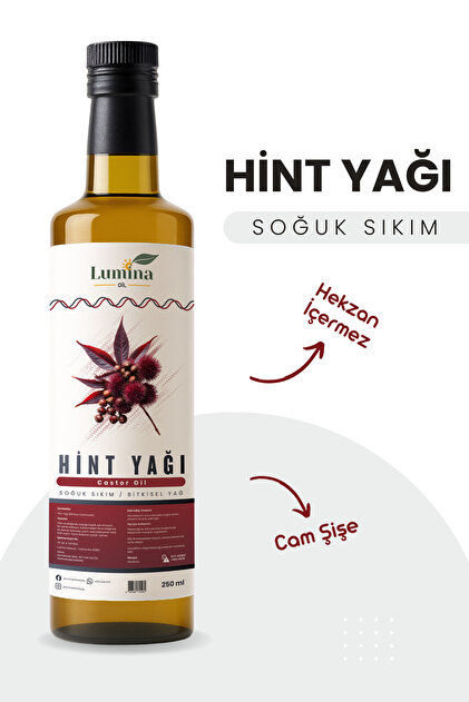 LUMİNAOİL Hint Yağı Soğuk Sıkım 250 ML (Castor Oil) (Hekzan