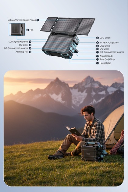 Kensa 76800mAh 300W Taşınabilir Güç İstasyonu Güneş Panelli Hızlı