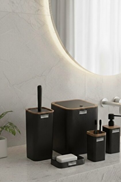 Okyanus Home Mina Siyah Çizgili Kare Banyo Seti - Fiyatı, Yorumları