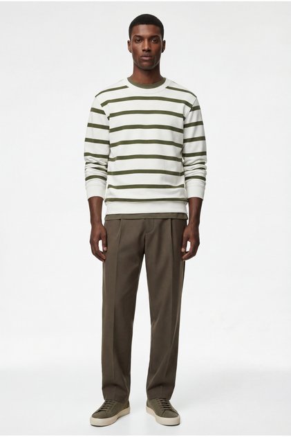 Long Sleeve Crew Neck Fleece-Lined Regular Fit Sweatshirt