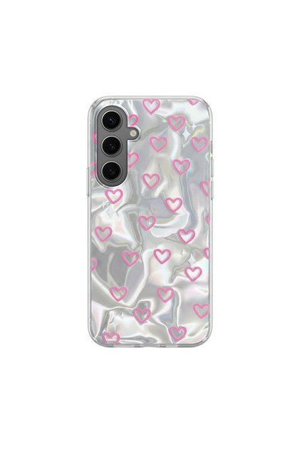 Samsung Galaxy S25 Compatible Case Zebana Pink Heart Silicone Case Pink