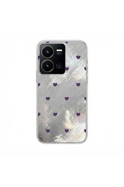 Vivo Y22S Compatible Case Heart Patterned Silicone Case Lilac