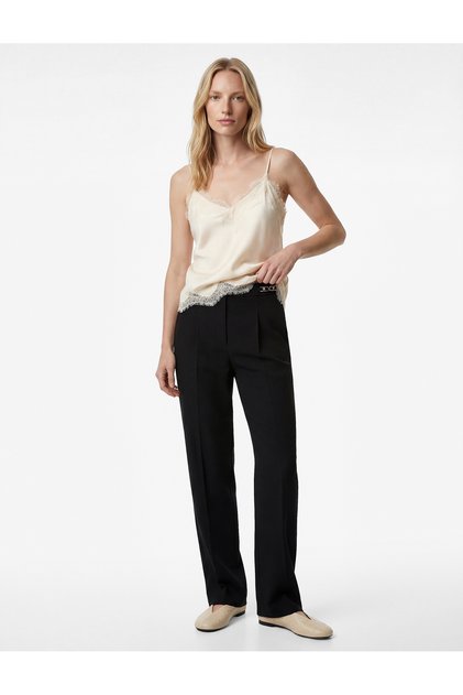 Pile Detailed Metal Accessory Carrot Trousers