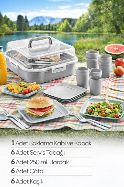 未使用　P25キャンバス 3枚セット Tilbe Home 6 Kişilik Piknik Seti - Çantalı Piknik Seti 25 Parça