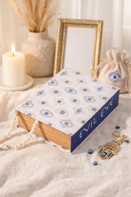 Göz Model Mavi Mini Kitap Kutu Takı Aksesuar Organizer