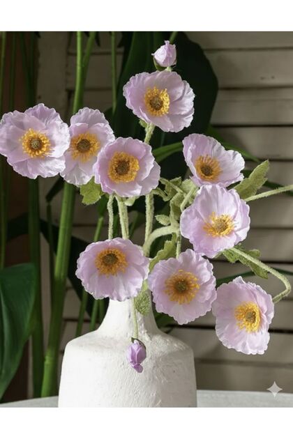 Yapay Çiçek 4’lü Gelincik Dalı 60 Cm Toz Pembe