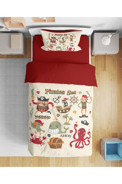 Pirate Themed Pirates 3D Digital Printed Single Size Sheetless Boys' Duvet Cover Set