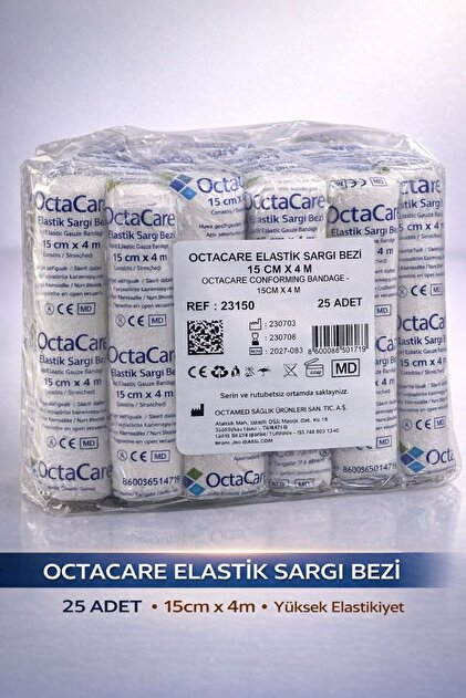 Octaccare Elastik Sargı Bezi 15 Cm X 4 M 25 Adet.
