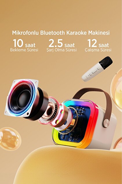 Kensa Kablosuz Mikrofonlu Karaoke Makinesi Taşınabilir Bluetooth