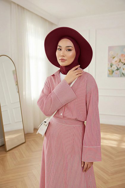 Ninja Bone Turban with Detachable Bow on the Back, S-5, Burgundy