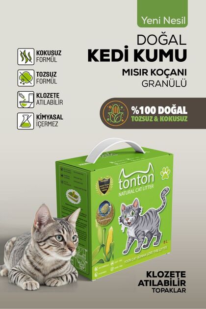 Mısır Koçanı Granülü Topaklaşan Doğal Kedi Kumu 8 Lt