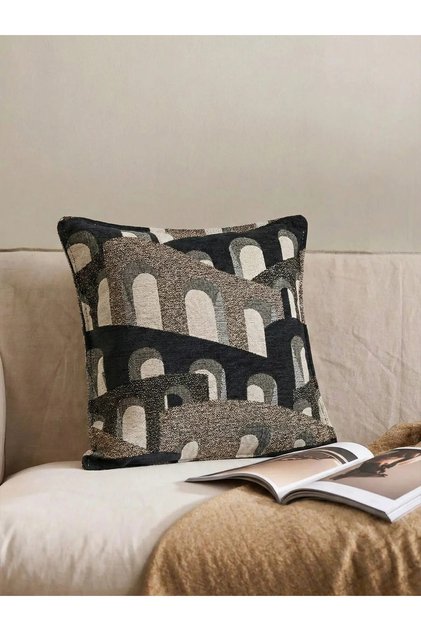 Salvador Gray Navy Blue Throw Pillow Cover (45X45)