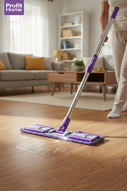 DECORTÉLIPOSOMEADVANCED PURPLERIBBON SET Profit Home Mandallı Mop Temizlik Seti, Istediğin Bezi Tak, Yer