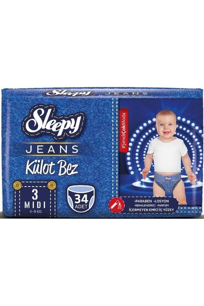 Panties Baby Diaper Jeans Jumbo Size:3 (4-9kg) Midi 34 Pieces