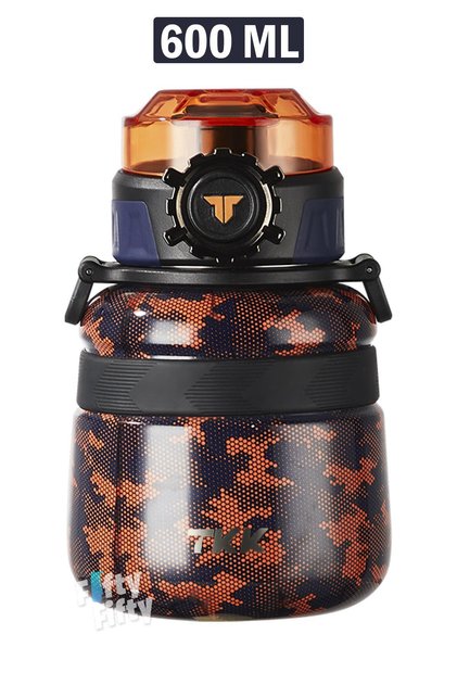 TKK 600 ML Steel Water Bottle Dual Use with Straw/Comfortable Drinking 12 Hours Hot/24 Hours Cold Thermos -20