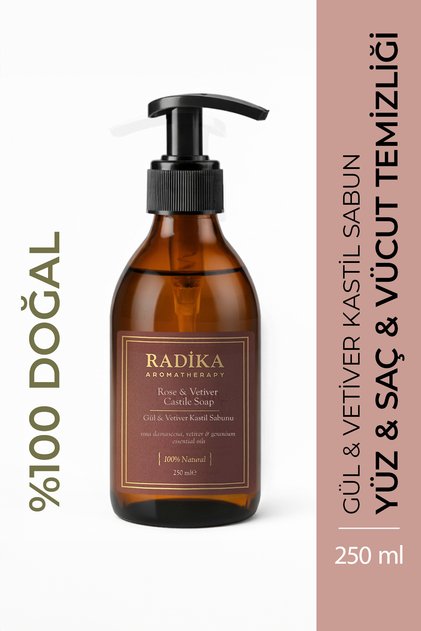 Doğal Kastil Sabun | Gül & Itır & Vetiver Kastil Sabunu | Cam Şişe