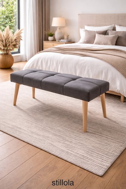 STİLLOLA Gürgen Ahşap Ayaklı Puf Bench
