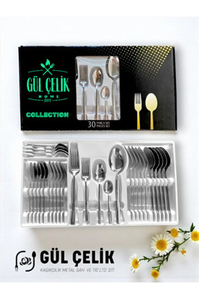 KAVEH 30 Parça 6 Kişilik 18/10 Kalite Çatal Kaşık Seti Alvina