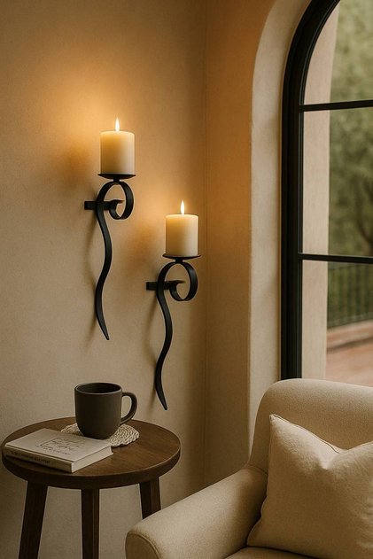 Surf Dekoratif Siyah Metal Duvar Mumluğu Modern Duvar Apliği Ev & Ofis Aksesuarı