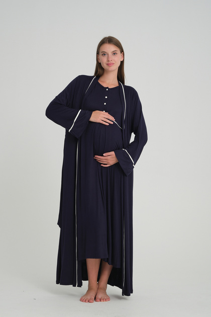 Maternity Nightgown and Robe Set - 2-Piece Maternity Set with Nursing Detail - Essential Part of the Maternity Bag