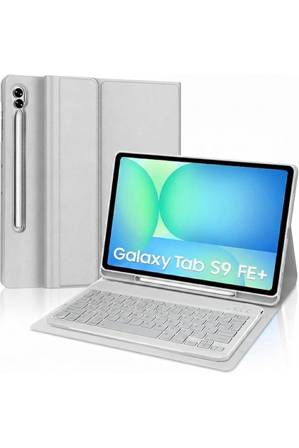 Samsung Galaxy Tab S9 Fe Plus 12.4" Klavyeli Kılıf Kalem Bölmeli Bluetooth Özellikli Stand Türkçe Q