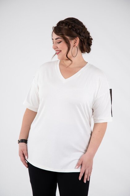 Big Size Women's Back Detail Blouse White