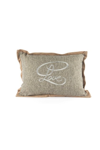 Love Beige Gray Embroidered 35X50 Pillow Cushion